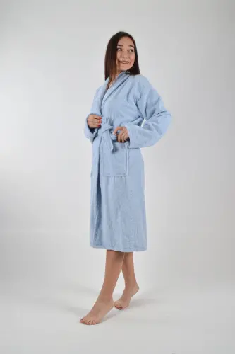 SHAWL COLLAR BATHROBE 1 PIECE - Blue - 5
