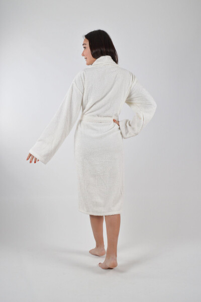 SHAWL COLLAR BATHROBE 1 PIECE-Ecru - 5