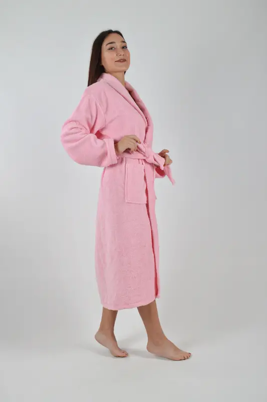 SHAWL COLLAR BATHROBE 1 PIECE - Pink - 5