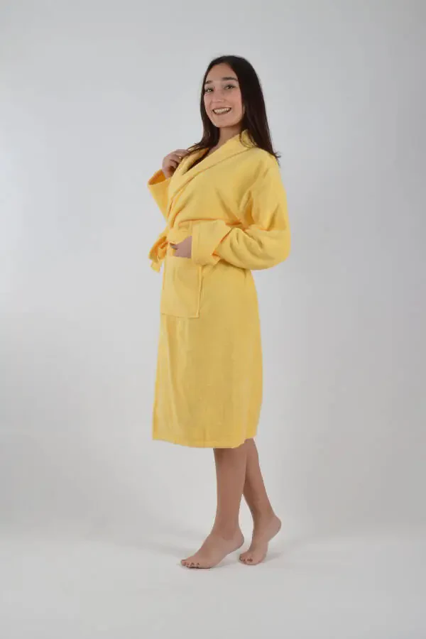 SHAWL COLLAR BATHROBE 1 PIECE-Yellow - 4