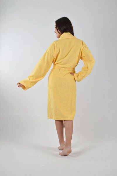 SHAWL COLLAR BATHROBE 1 PIECE-Yellow - 5