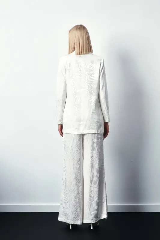 Shawl Collar Patterned Jacket - ECRU-ECRU - 5