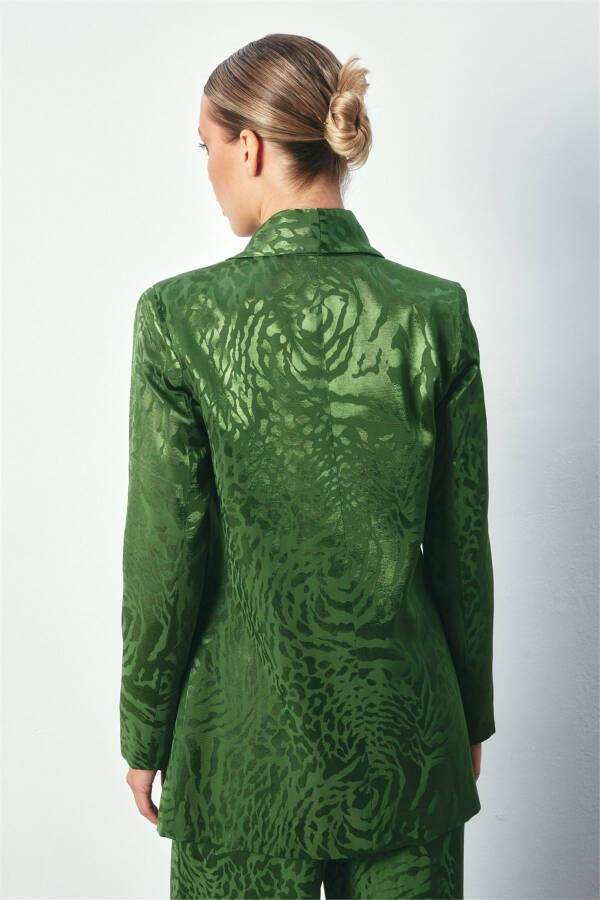 Shawl Collar Patterned Jacket - GREEN - 7