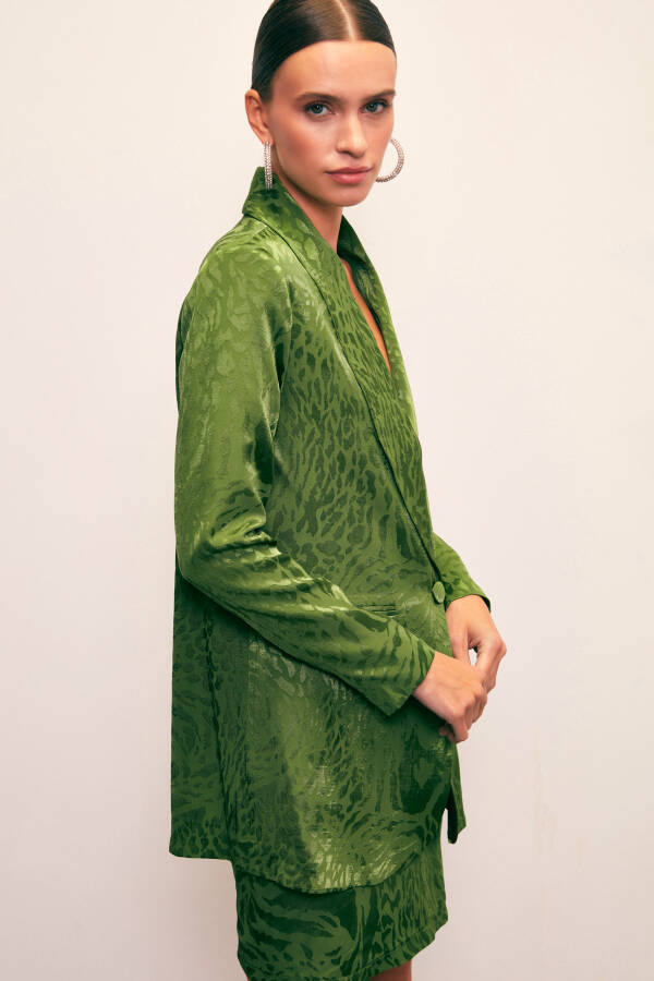 Shawl Collar Patterned Jacket - GREEN - 11