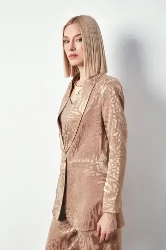 Shawl Collar Patterned Jacket - VIZON - 3