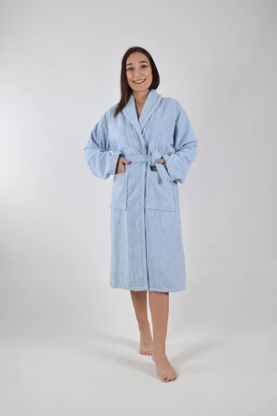 SHAWL COLLAR ROBE 1 PIECE-Blue - SUDE HOME