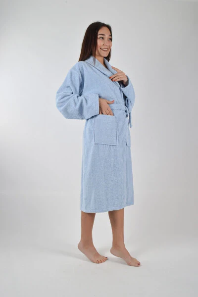 SHAWL COLLAR ROBE 1 PIECE-Blue - 3