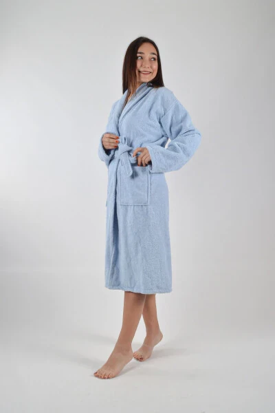 SHAWL COLLAR ROBE 1 PIECE-Blue - 5