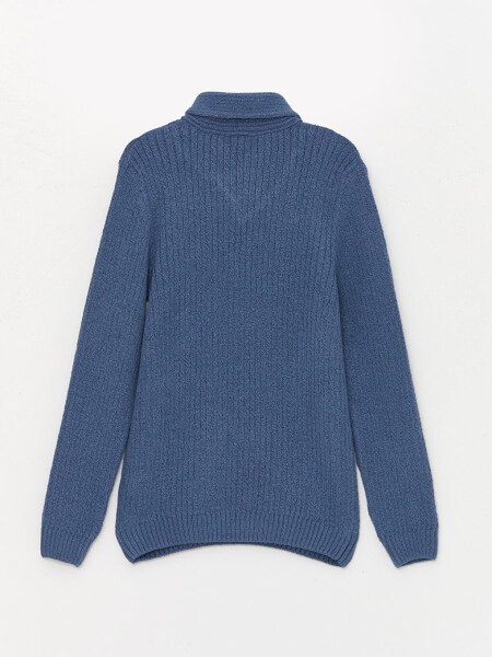 Shawl Collar Self-Patterned Boys' Knit Sweater - 6