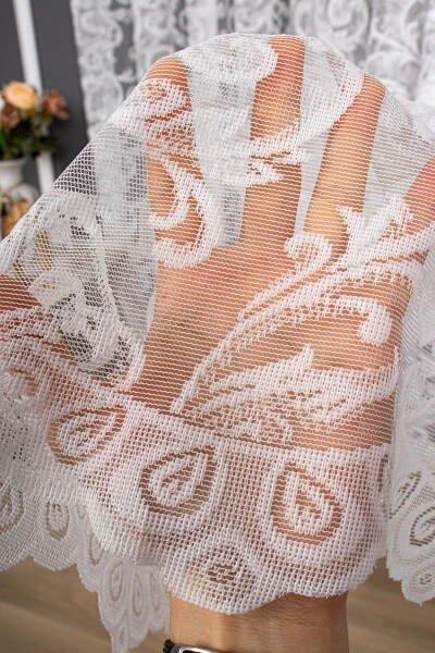 Shawl Pattern Knit Plain Voile Curtain, 300x260, Sparse Pleats, 1/2 - PERDEALEMI (1)