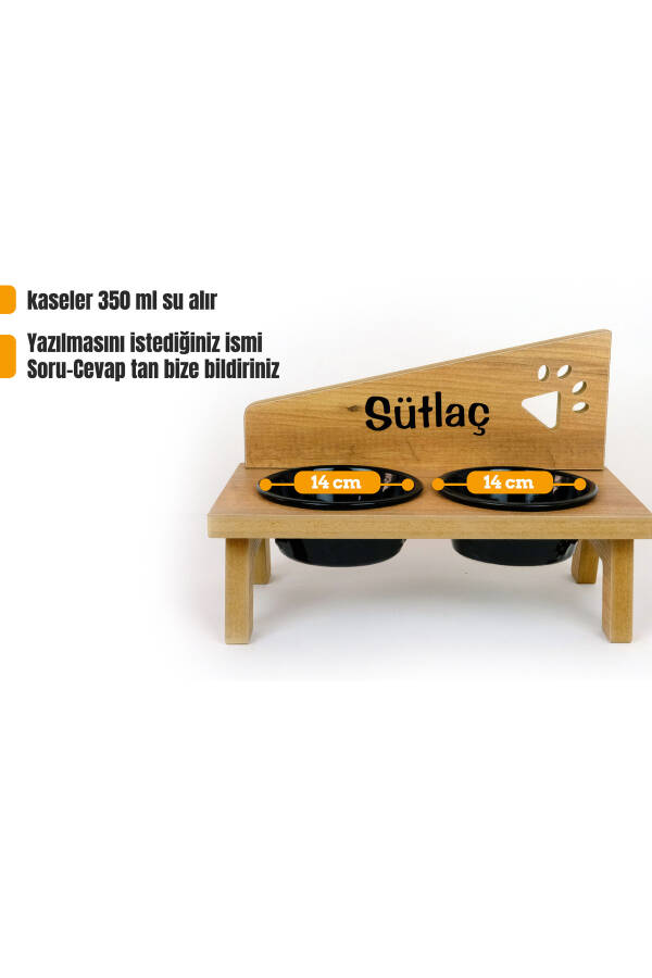 Shaxsiylashtirilgan Seramika Kosali Mushuk-It It ovqat va Suv Idish Stend - Qora - 8