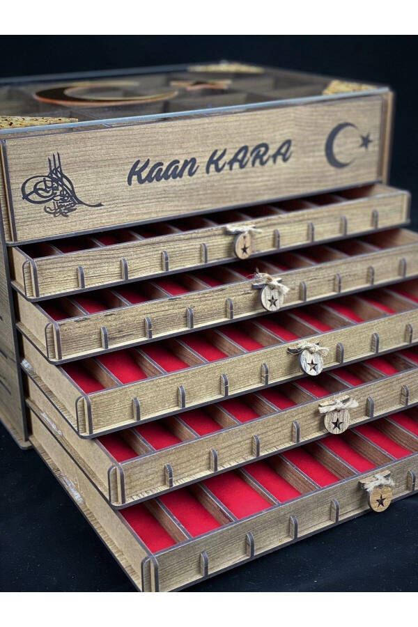 Shaxsiylashtirilgan yog'och tasbeh va soat kollektsiya qutisi (50 tasbeh, 12 soat). - 9