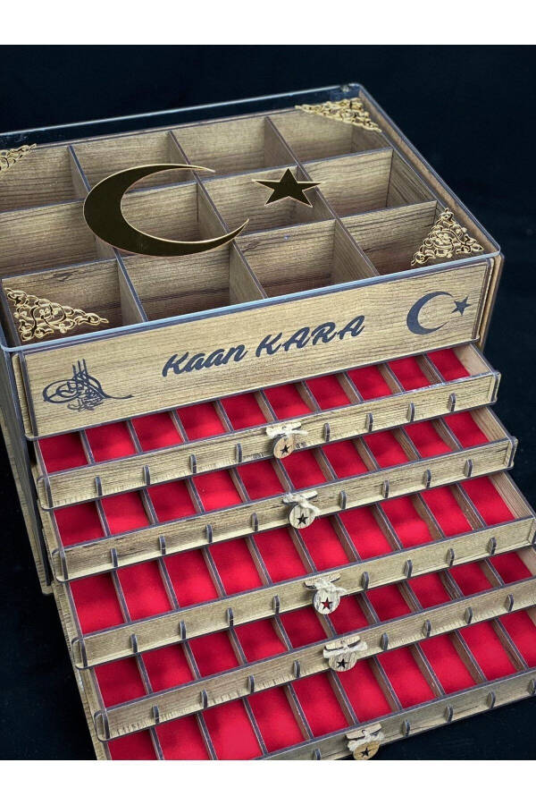 Shaxsiylashtirilgan yog'och tasbeh va soat kollektsiya qutisi (50 tasbeh, 12 soat). - 1