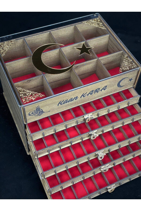 Shaxsiylashtirilgan yog'och tasbeh va soat kollektsiya qutisi (50 tasbeh, 12 soat). - 4