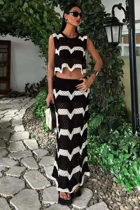 Shayna Openwork Crop Set 9825 - 2