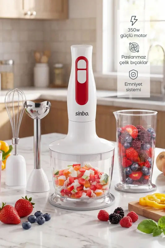 SHB 3100S El Blender Seti, Çırpıcı, Doğrayıcı Hazne ve Ölçü Kabı - SIYAH - 1