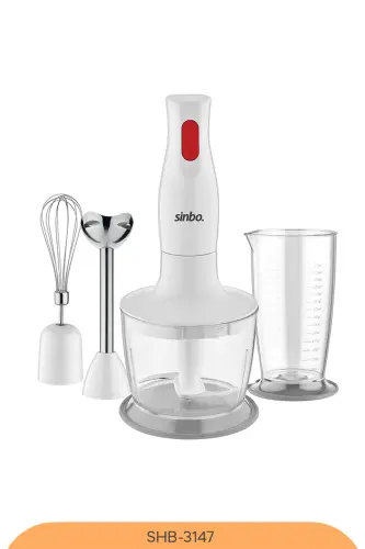 SHB-3147 Çok Fonksiyonlu Blender Seti, Doğrayıcı, Çırpıcı, Paslanmaz Çelik Uç ve Ölçü Kabı - Beyaz - 4
