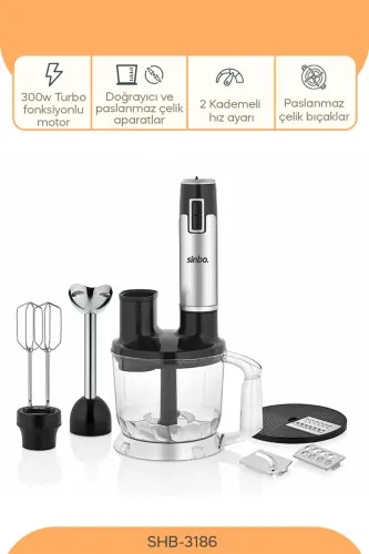 SHB-3186 5 Funktsiyali Qo'l Blender To'plami - 7