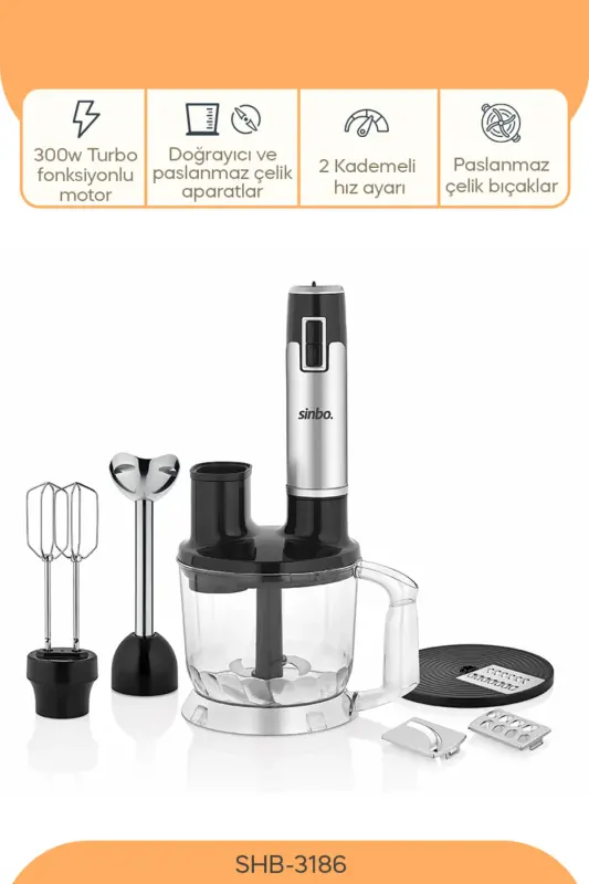 SHB-3186 5 Funktsiyali Qo'l Blender To'plami - 7