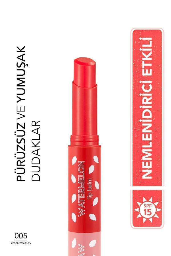 Shea ve Kakao Yağı İçeren Stik Renkli Dudak Nemlendiricisi - Lip Balm -005 KARPUZ-8690604555406 - 16