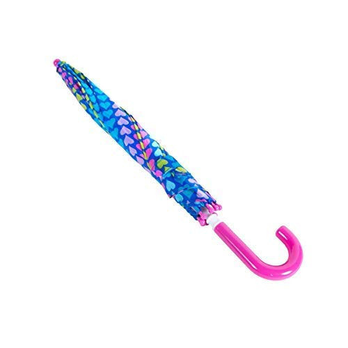 ShedRain Multicolored Heart Striped Kids Umbrella - Pinch-Proof, Easy Grip Handle - Compact Travel Umbrella with Large 33