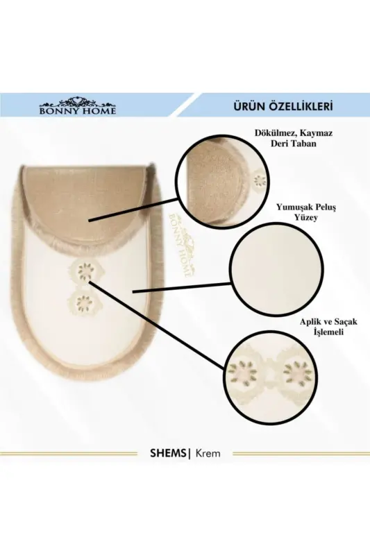 Shems Cream 3-Piece Lace and Tassel Toilet Set Bathroom Rug Mat Set - 3