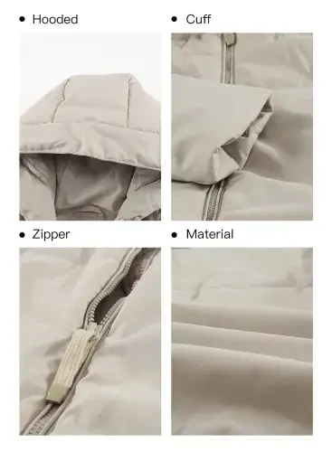 SHEWIN Womens Full Zipper Hooded Puffer Jacket Short Coat with Pockets Petite- - 5