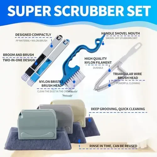 Щетка для чистки оконных пазов, 13 шт. ручных волшебных инструментов для чистки оконных направляющих, очиститель направляющих окон или раздвижных дверей для раздвижных дверей, подоконников, линий плитки, жалюзи, автомобильных вентиляционных отверстий, клавиатуры, небольшой чистящий набор - Mudocp