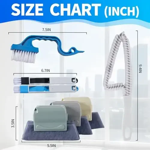Щетка для чистки оконных пазов, 13 шт. ручных волшебных инструментов для чистки оконных направляющих, очиститель направляющих окон или раздвижных дверей для раздвижных дверей, подоконников, линий плитки, жалюзи, автомобильных вентиляционных отверстий, клавиатуры, небольшой чистящий набор - Mudocp (1)