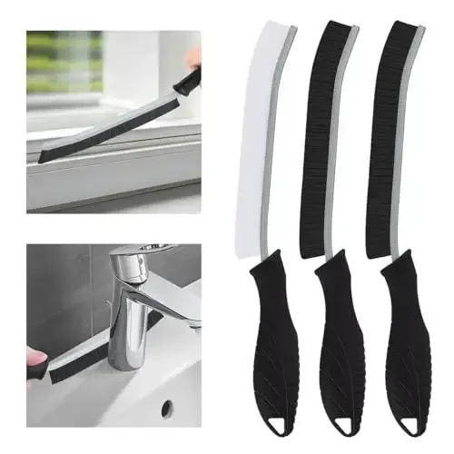 Щетка для чистки труднодоступных мест TQRR Hard Bristle Crevice Cleaning Brush — тонкая щеточка для чистки зазоров, маленькая чистящая щетка, затирочная щетка, кухонная щетка, чистящие инструменты для туалета, ванной комнаты, дома, ванны, раковины, быта, окна (3) - Modazone