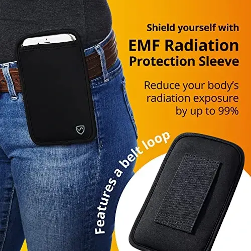 Shield Your Body EMF Blocker Phone Case, Mobil telefon uchun kuchli radiatsiya bloker, Chidamli radiatsiyaga qarshi mobil telefon qutisi, Qora, XXL, Kengligi 4,33 dyuymgacha (11 x 19 sm. xaltacha hajmi) bo'lgan telefonlar uchun - 3