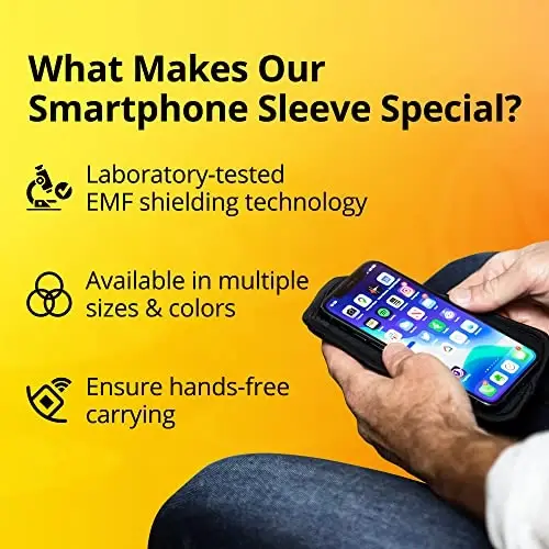 Shield Your Body EMF Blocker Phone Case, Mobil telefon uchun kuchli radiatsiya bloker, Chidamli radiatsiyaga qarshi mobil telefon qutisi, Qora, XXL, Kengligi 4,33 dyuymgacha (11 x 19 sm. xaltacha hajmi) bo'lgan telefonlar uchun - 5