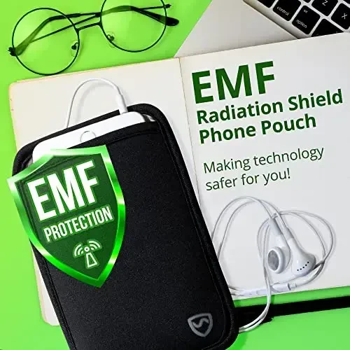 Shield Your Body EMF Blocker Phone Case, Powerful Radiation Blocker for Cell Phone, Durable Anti Radiation Cell Phone Case, Black, XXL, for Phones Up to 4.33-Inches Wide (11 x 19 cm. Pouch Size) - 2