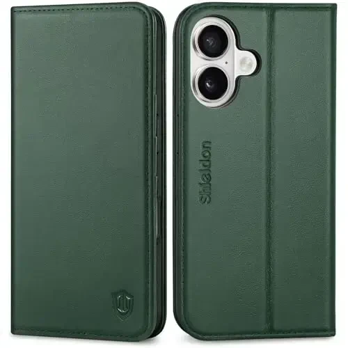 SHIELDON Case for iPhone 16 5G 2024, Haqiqiy charm hamyon RFID blokirovka kartasi uyasi Kickstand Magnit zarba o'tkazmaydigan TPU telefon ushlagichi iPhone 16 6.1