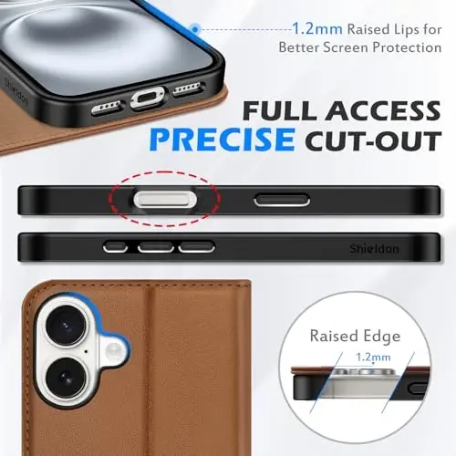 SHIELDON Wallet Case for iPhone 16 Plus 6.7