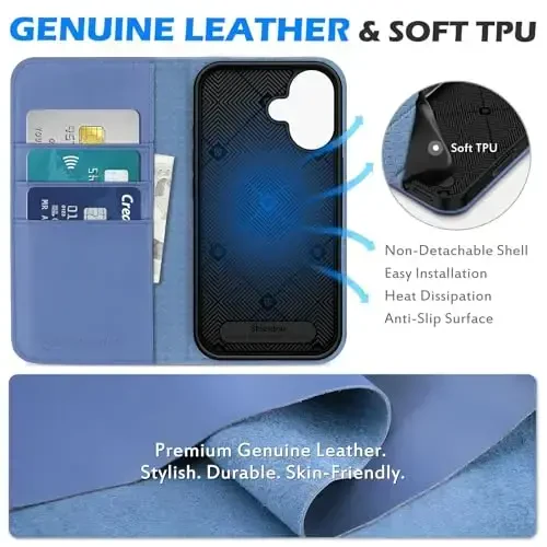 SHIELDON Wallet Case for iPhone 16 6.1