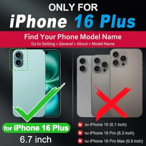 SHIELDON Case for iPhone 16 Plus 5G, Genuine Leather Wallet Foldable Magnetic Cover RFID Blocking Card Holder Kickstand Drop Protection Phone Case Compatible with iPhone 16 Plus 6.7