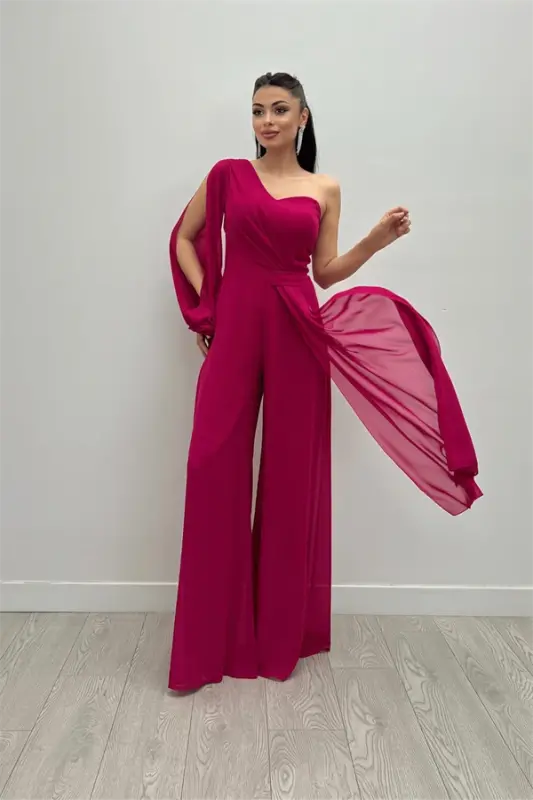 Shifon Mato Bitta Yengli Tafsilotli Tulum - FUCHSIA - 2