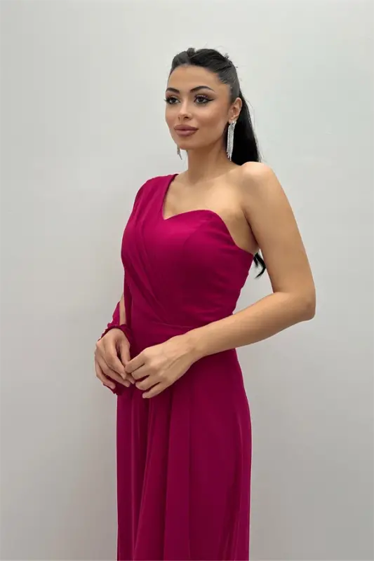 Shifon Mato Bitta Yengli Tafsilotli Tulum - FUCHSIA - 4
