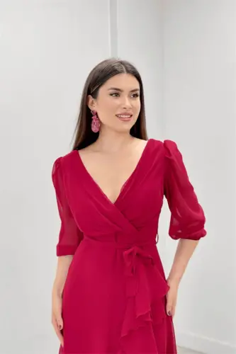 Shifon Mato Volan Tafsilotli Kechki Libos - BORDO - 9