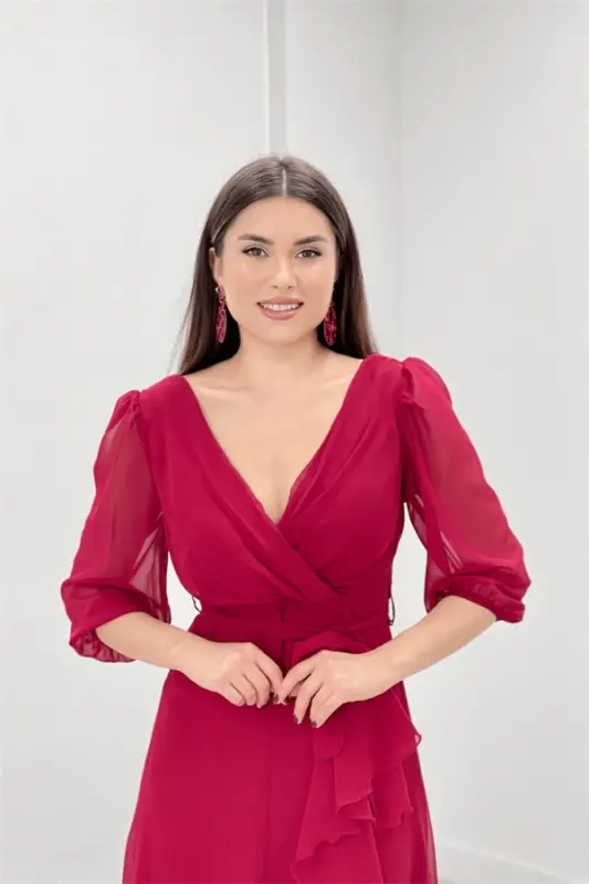 Shifon Mato Volan Tafsilotli Kechki Libos - BORDO - 3