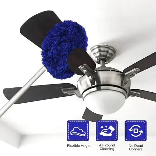 Shift fan tozalgichi, qayta ishlatiladigan mikrofiber, cho'ziluvchi tayoqcha bilan, 13 dan 49,7 dyuymgacha sozlanadigan, devor, mebel, eshik, deraza tepalarini tozalash uchun. (Qorong'i ko'k) - 2