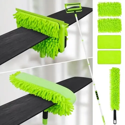Shift Shift Fan Cleaner Duster, 75 dyuymli uzaytma ustuni bilan, Shift Shift fan pichoqlari uchun moslashuvchan fan dastasi, Yuqori Shift Shift fani uchun qayta ishlatiladigan tozalash vositasi, Tor joylar uchun ingichka dasta - 1
