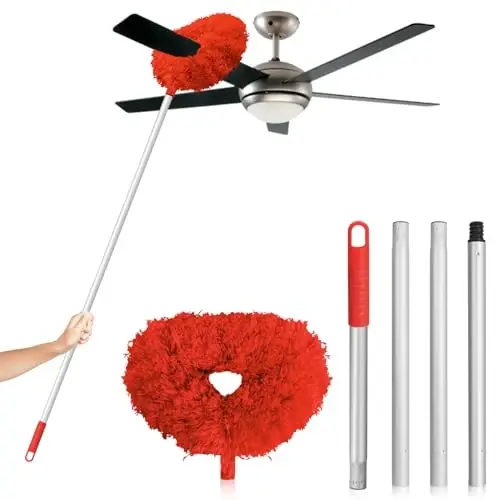 Shift shift tozalagichi Duster High Shift Extended Fan Blade Tozalagichi 13 dan 50 dyuymgacha Qayta ishlatiladigan Mikrofiber Shift shift Tozalagichi Mebel Kitob javonlari Devor Eshigi uchun Uzaytma tutqichi bilan (Qizil) - 1