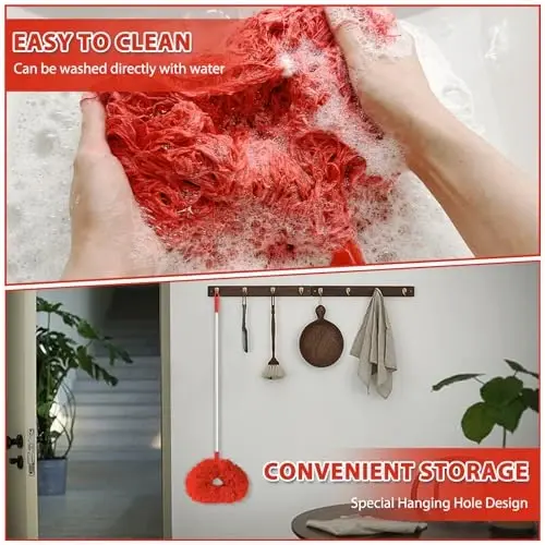 Shift shift tozalagichi Duster High Shift Extended Fan Blade Tozalagichi 13 dan 50 dyuymgacha Qayta ishlatiladigan Mikrofiber Shift shift Tozalagichi Mebel Kitob javonlari Devor Eshigi uchun Uzaytma tutqichi bilan (Qizil) - 4