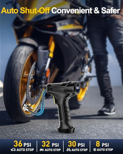 Shinalar uchun portativ havo kompressori, avtomobil shinalari uchun qayta zaryadlanuvchi havo pompasi, avtomobil aksessuarlari 150PSI, avtomobillar, yo'ltanlamaslar, mototsikllar, velosipedlar, to'plar uchun LED chiroq bilan. - 5