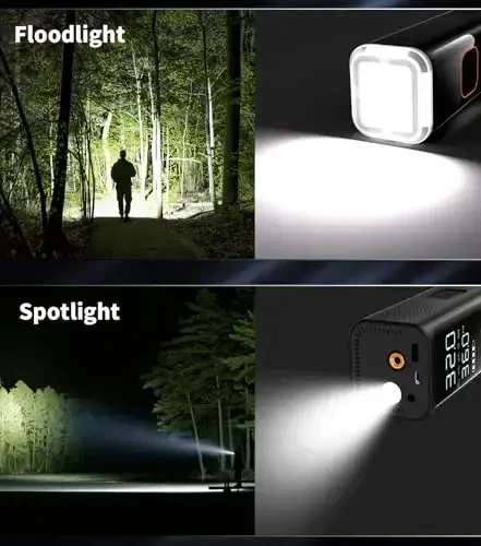 Shinalarni shishiradigan portativ havo kompressori, 12V DC yuk mashinalari uchun havo nasosi, avtomobil shinalari uchun, 150PSI portativ havo kompressori bosim o'lchagich/LED yoritgich, avtomobil, moto, velosiped uchun 20000MAH portativ shinalarni shishirgich (qora) - 5