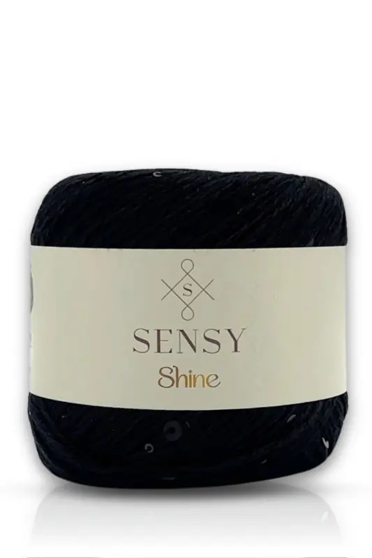 Shine Sequin Knit Yarn Black-Black - 1