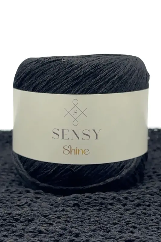 Shine Sequin Knit Yarn Black-Black - 3