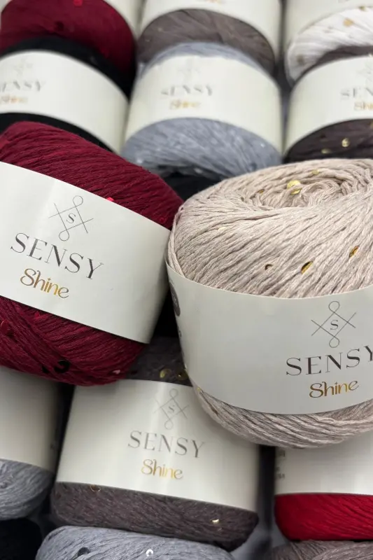 Shine Sequin Knit Yarn Black-Black - 8